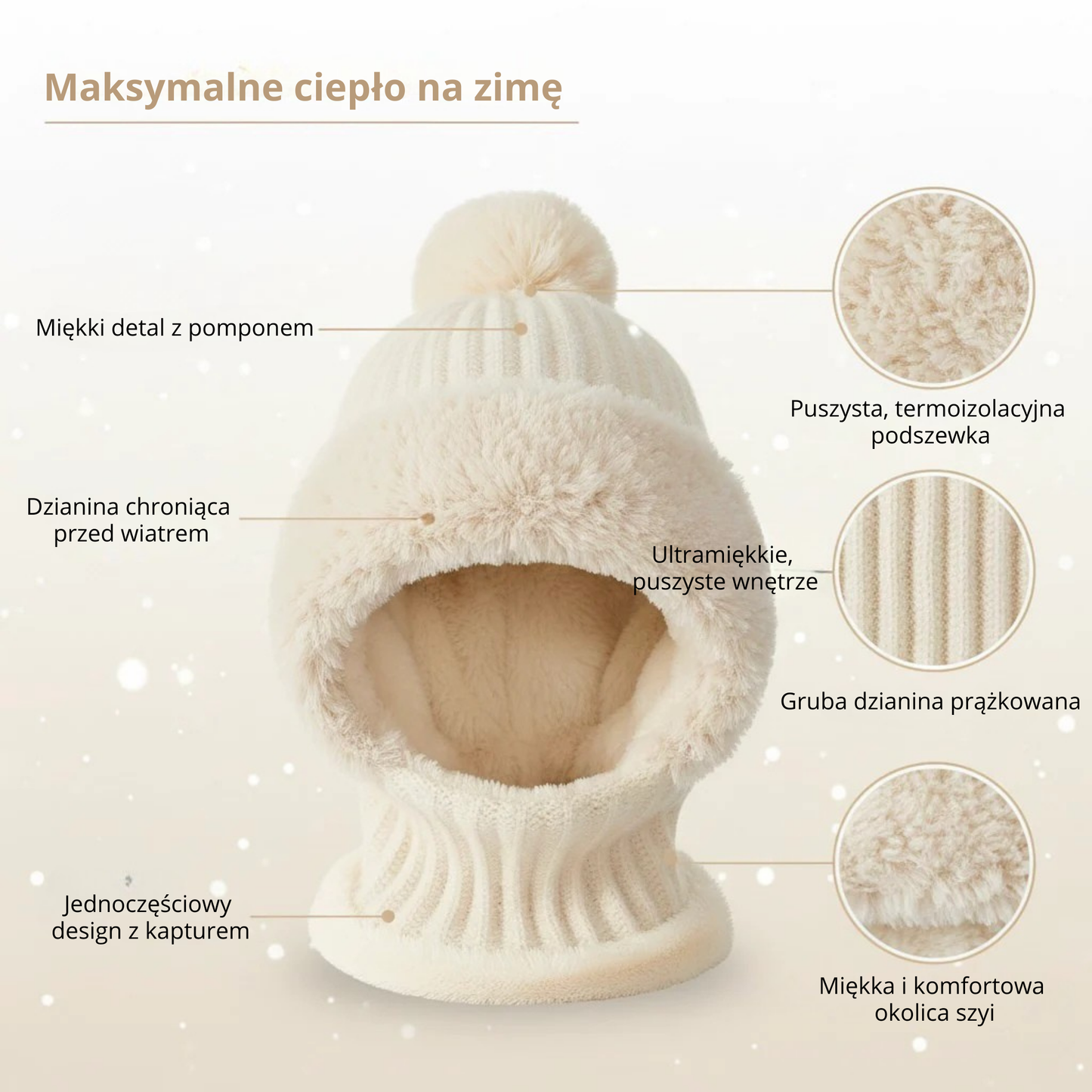 Amélie | Ciepła puszysta czapka z pomponem