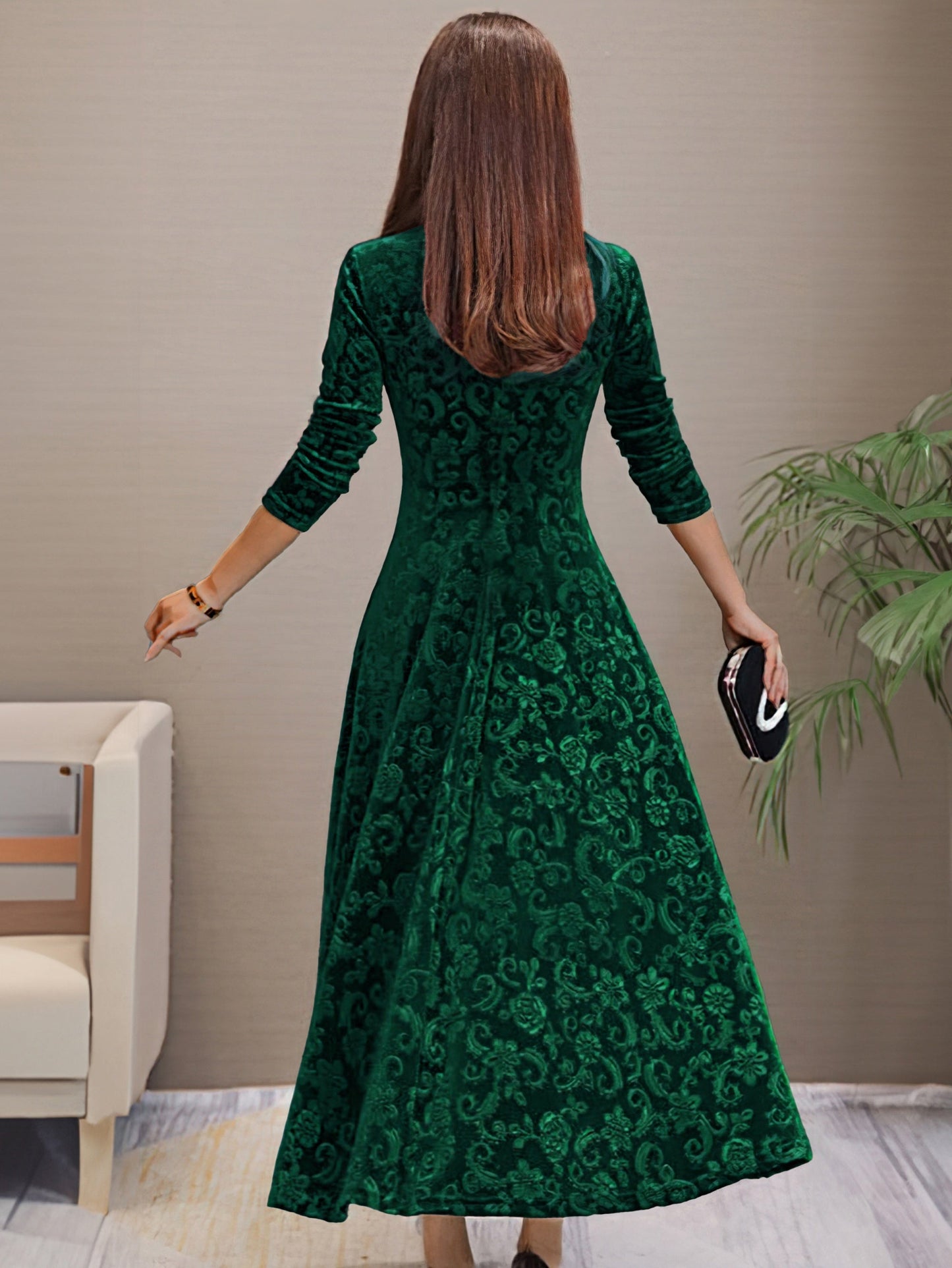 Adrianna | Sukienka Elegancji z Aksamitnego Materiału na Święta