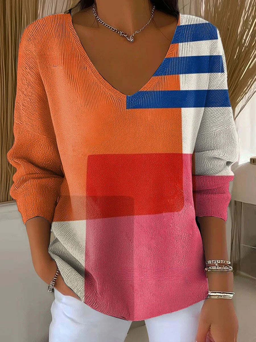 ANAIS | Sweter dzianinowy z dekoltem w serek