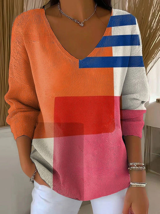 ANAIS | Sweter dzianinowy z dekoltem w serek