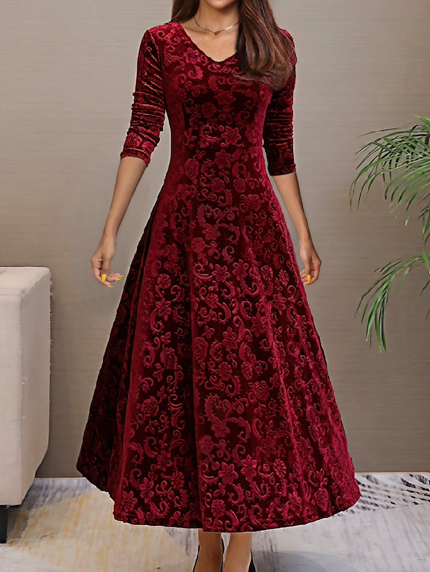 Adrianna | Sukienka Elegancji z Aksamitnego Materiału na Święta