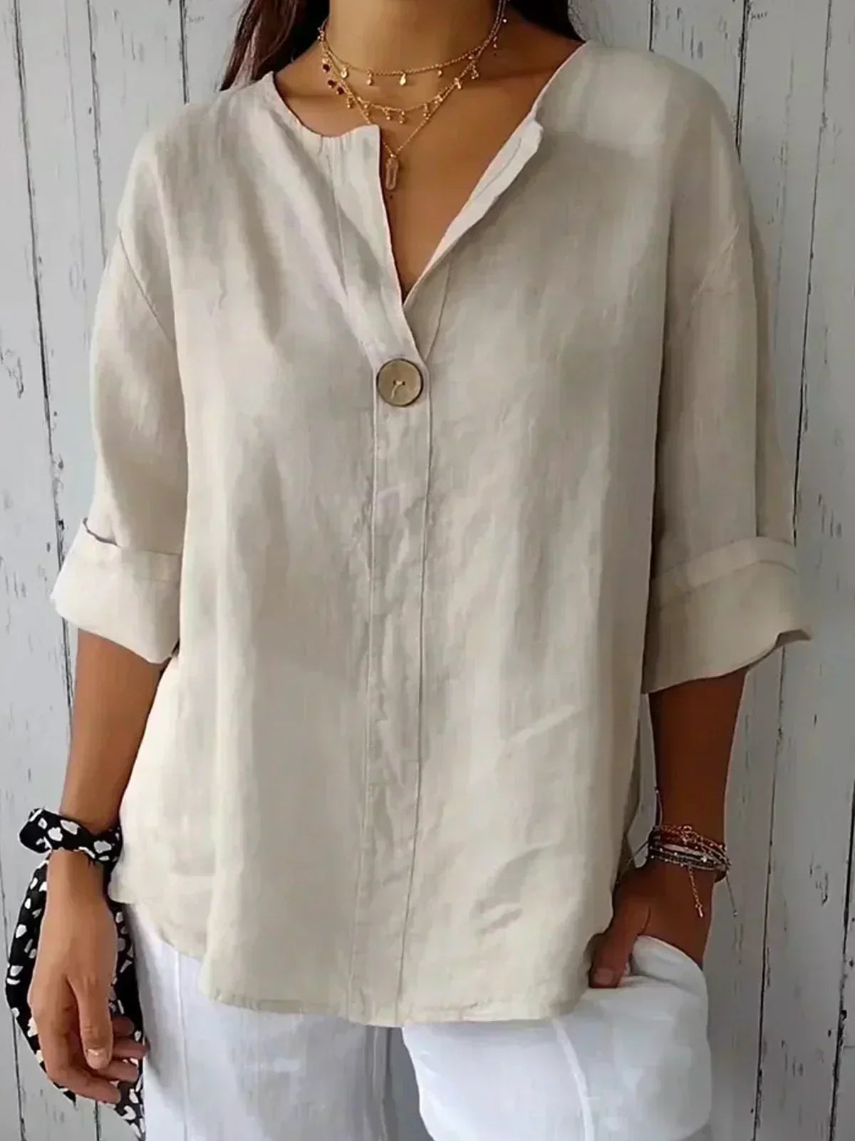 KAMILA | Casual Bluzka z Dekoltem w Serek