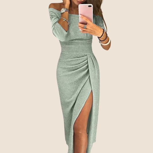 Sylwia | Elegancka sukienka maxi na halter z ozdobnym, płynącym krojem