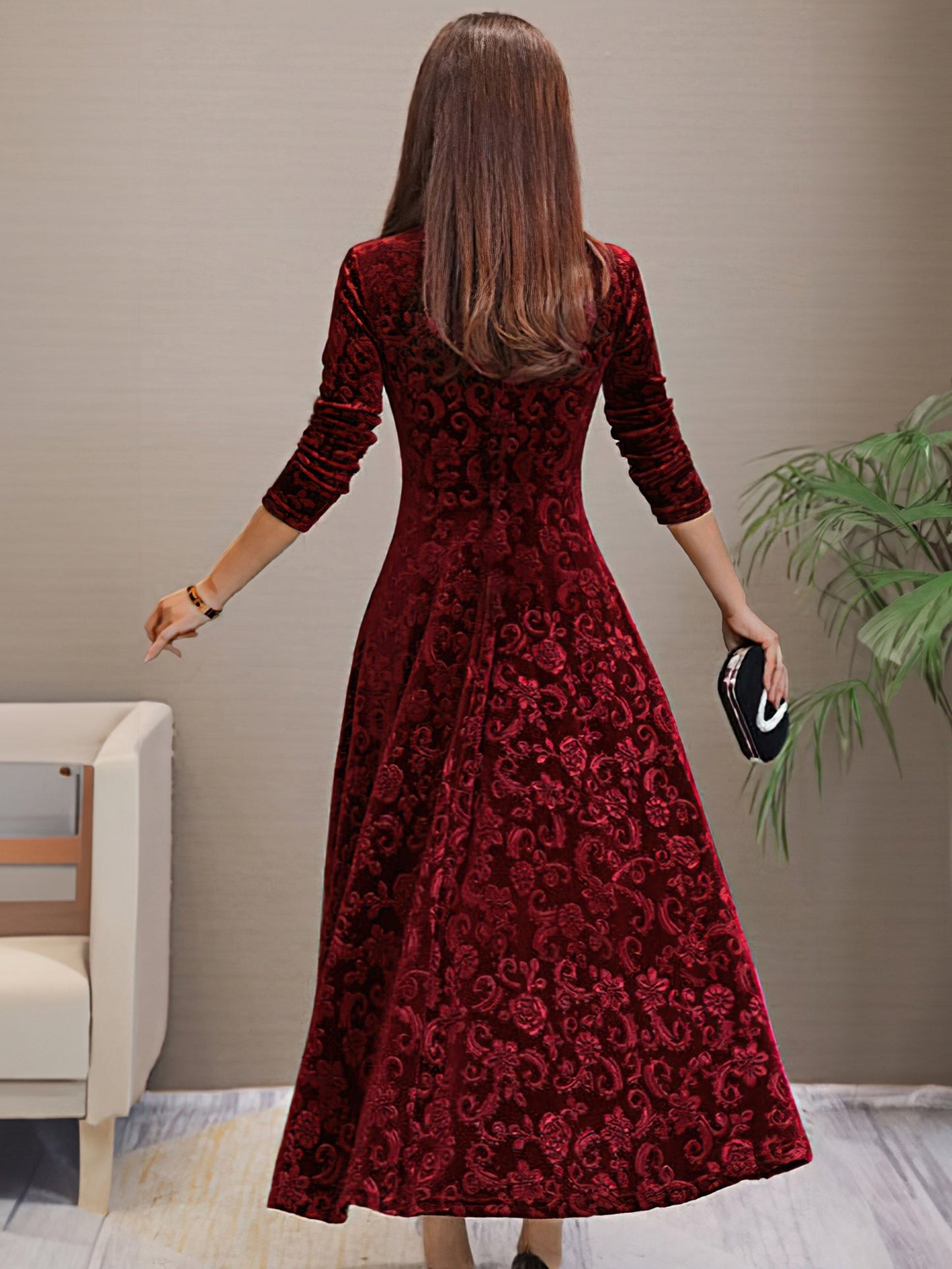 Adrianna | Sukienka Elegancji z Aksamitnego Materiału na Święta