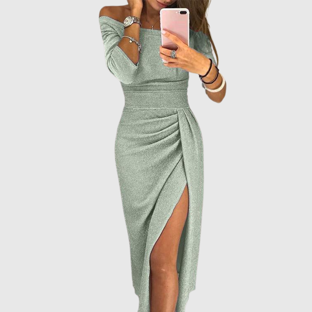 Sylwia | Elegancka sukienka maxi na halter z ozdobnym, płynącym krojem