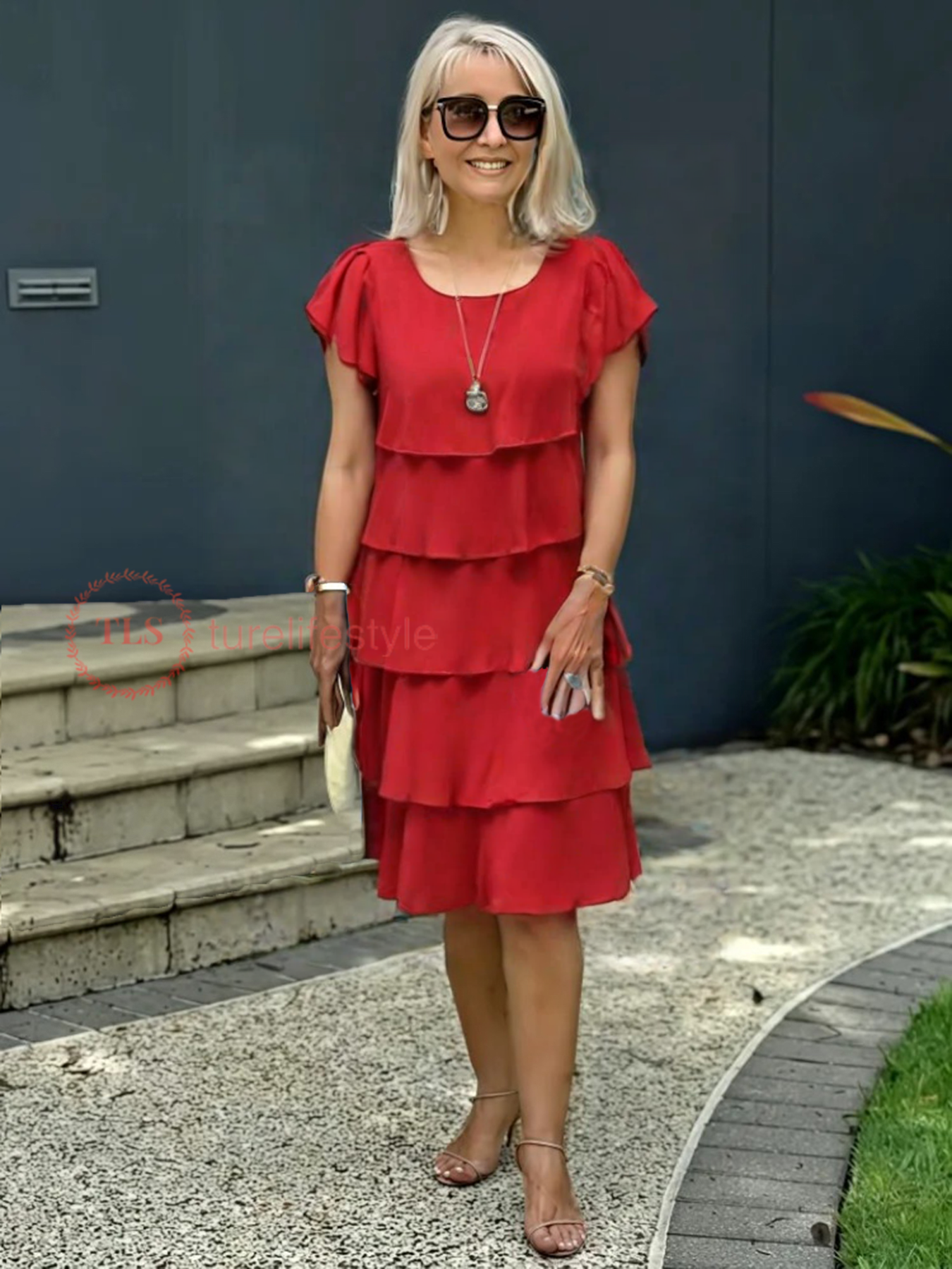 Edyta | Luźna Sukienka Chiffonowa