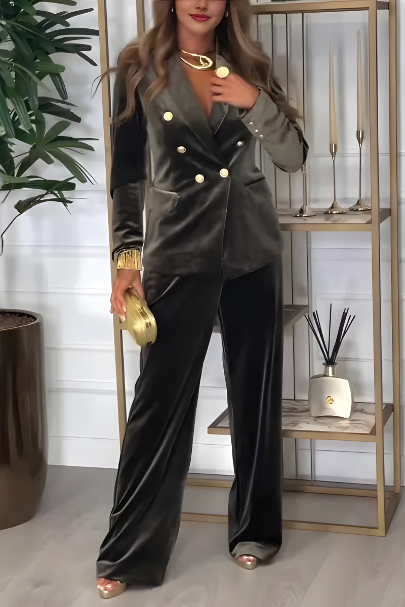 Arleta | Elegancki Welurowy Dwuczęściowy Garnitur