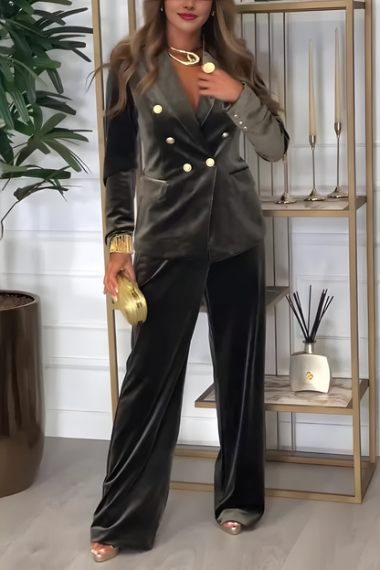 Arleta | Elegancki Welurowy Dwuczęściowy Garnitur