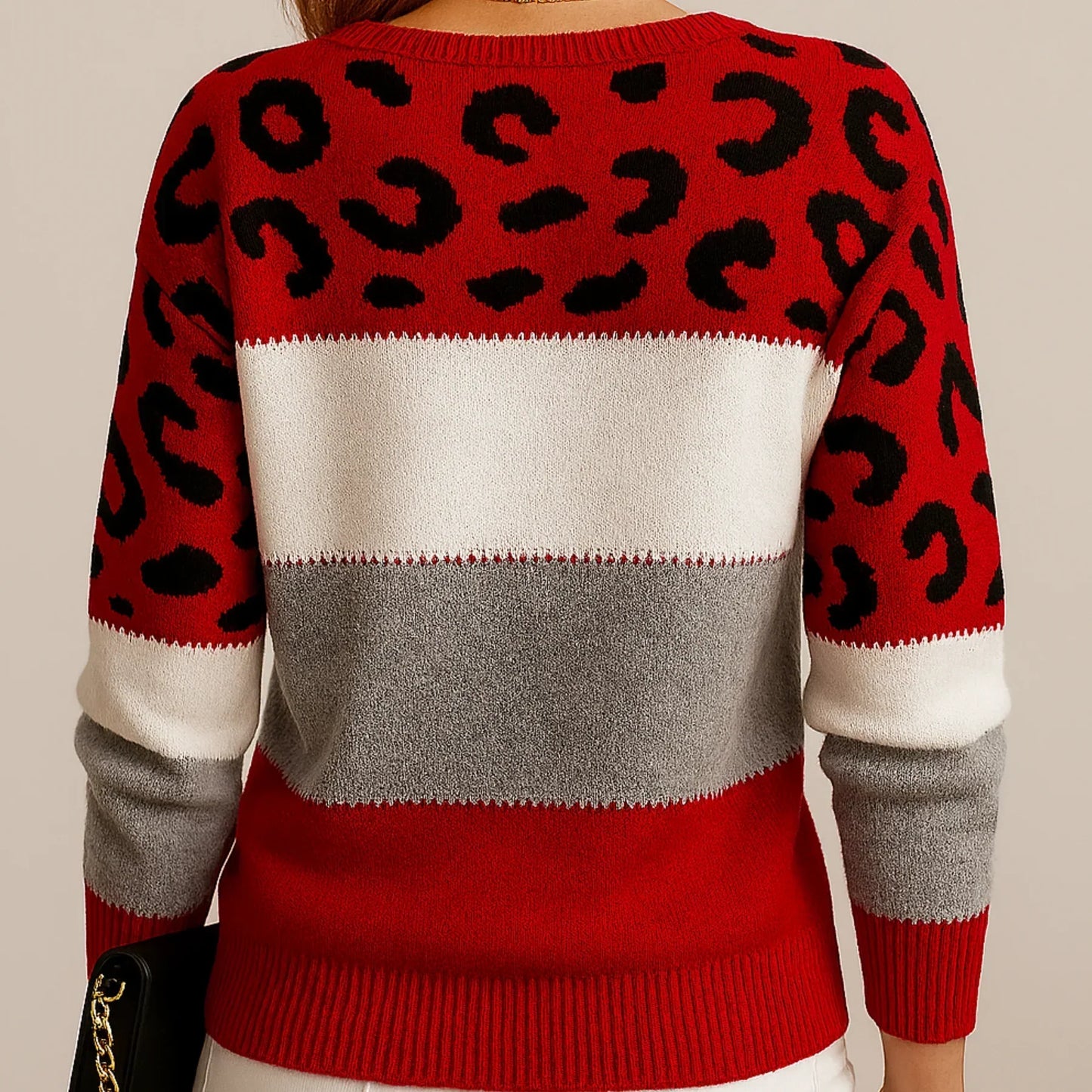 PASCA | Sweter Casual w Wzór Leoparda