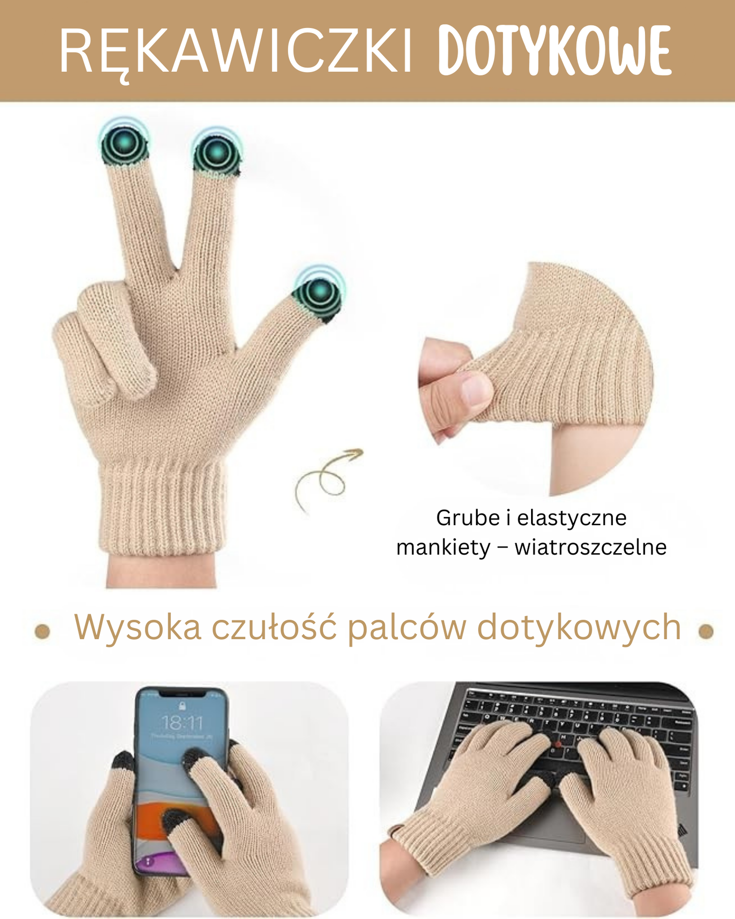 Zimowy elegancki zestaw czapka-szal-rękawiczki