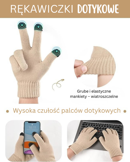 Zimowy elegancki zestaw czapka-szal-rękawiczki