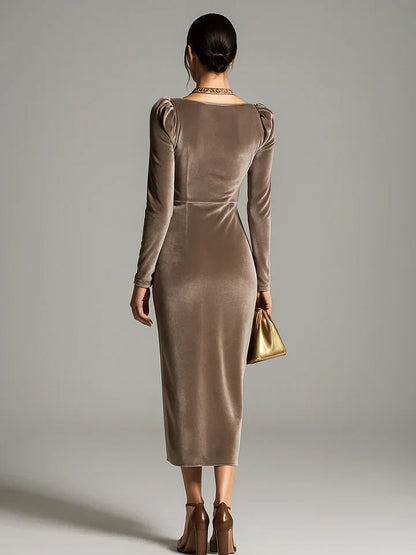 Joanna | Elegancka Midi Sukienka z Faldami
