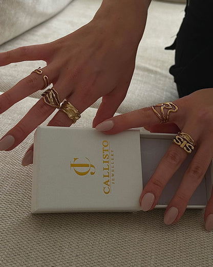 Jaylinette | Duży Pierścionek 18K Złota