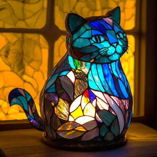 NALA | Magiczna lampa w kształcie kota z kolorowego szkła