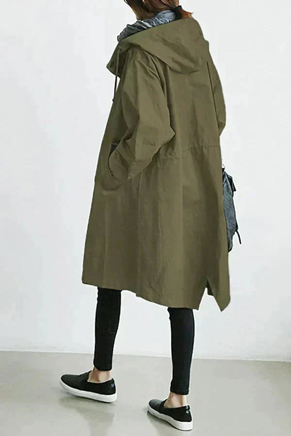 DORO | Oversized płaszcz trench z kapturem