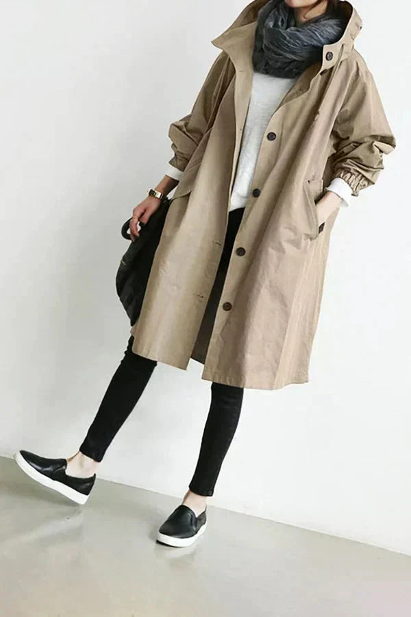 DORO | Oversized płaszcz trench z kapturem