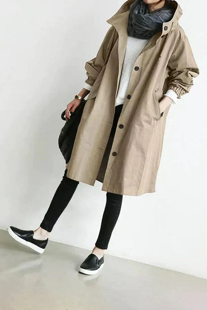DORO | Oversized płaszcz trench z kapturem