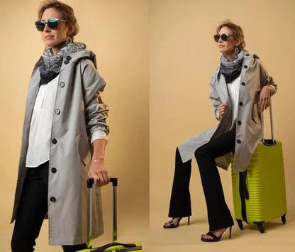 DORO | Oversized płaszcz trench z kapturem