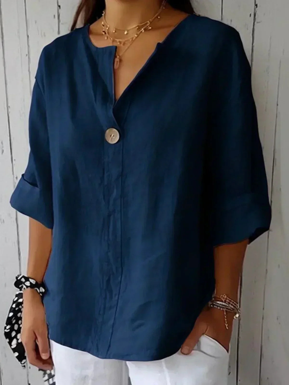 KAMILA | Casual Bluzka z Dekoltem w Serek