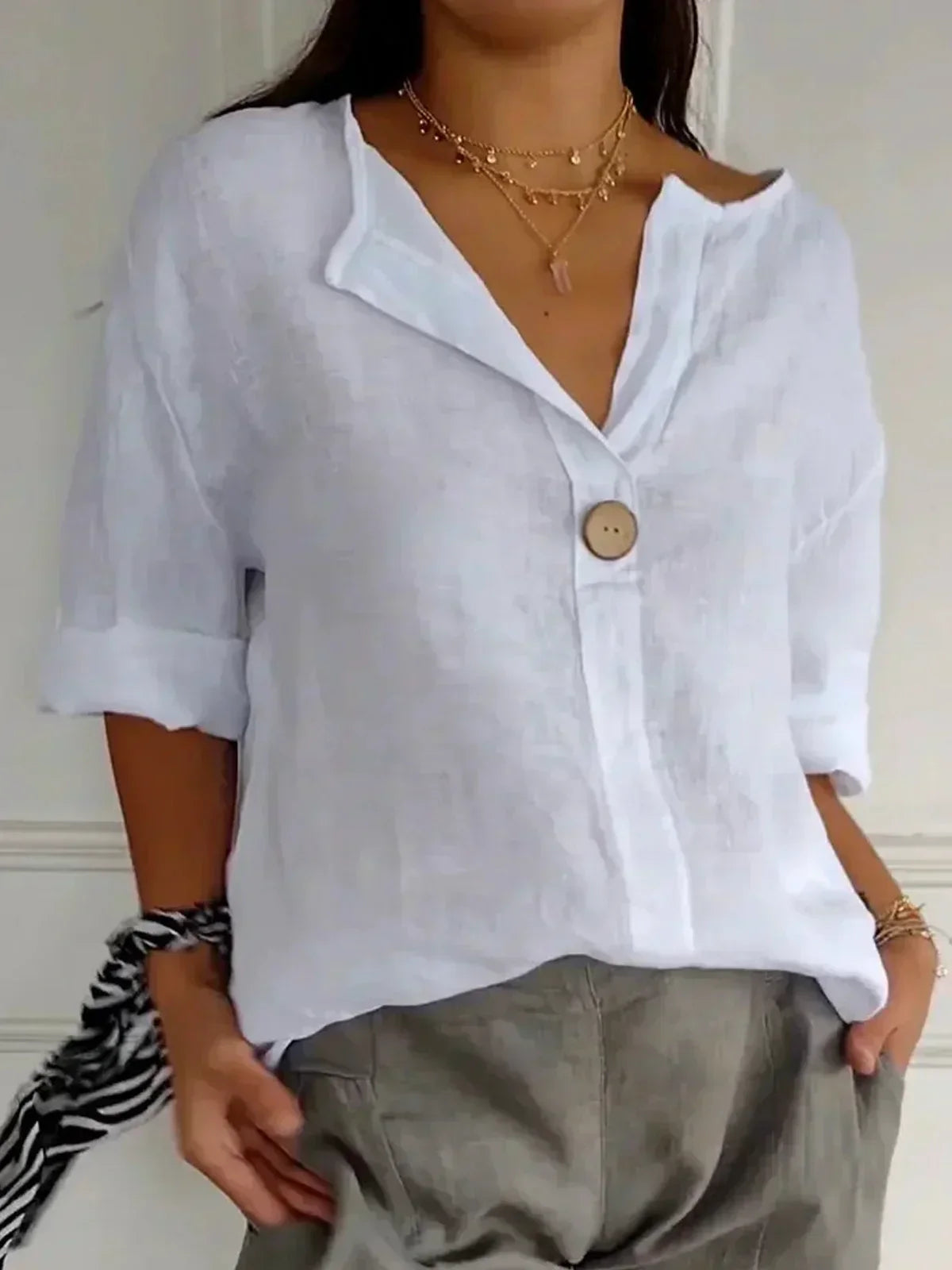 KAMILA | Casual Bluzka z Dekoltem w Serek