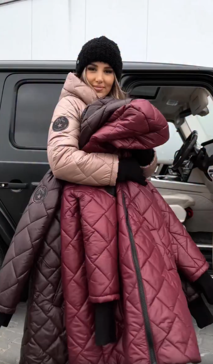 Monika | Elegancka pikowana kurtka puchowa z kapturem