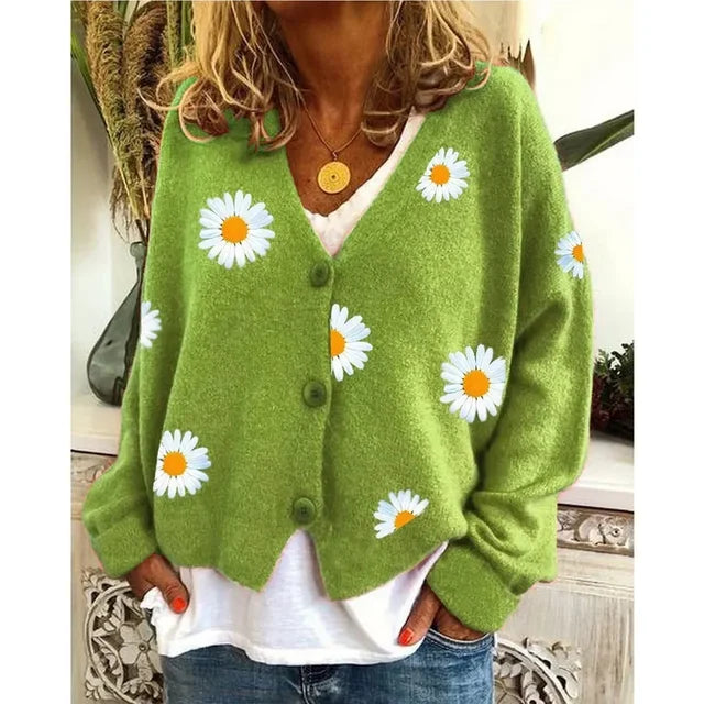 ANNELINA | Stylowy Casualowy Kwiatowy Kardigan