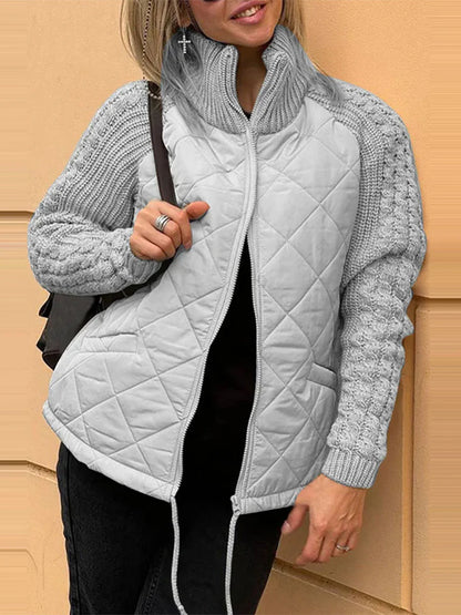 BELINA | Casualowa kurtka patchworkowa na zamek