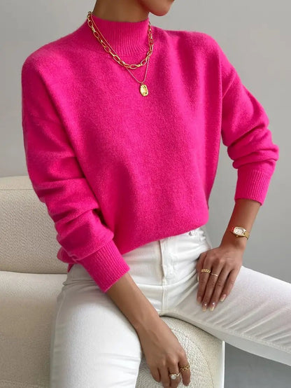 JEANINE | Wygodny Sweter z Wysokim Kołnierzem